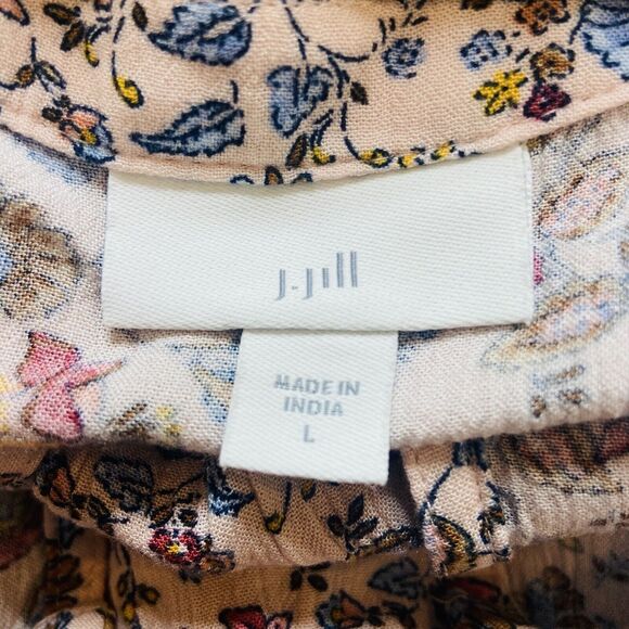J. Jill Dress Size L Maxi Multi Floral Button Down Front Blush Pink Shirt Dress - Picture 8 of 13